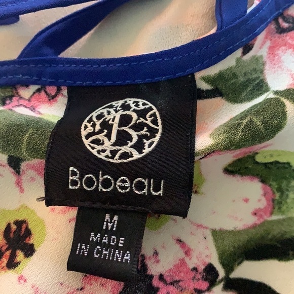 Bobeau Multicolour Floral Short Sleeves Strappy Back Relaxed Blouse Size M - Picture 9 of 14